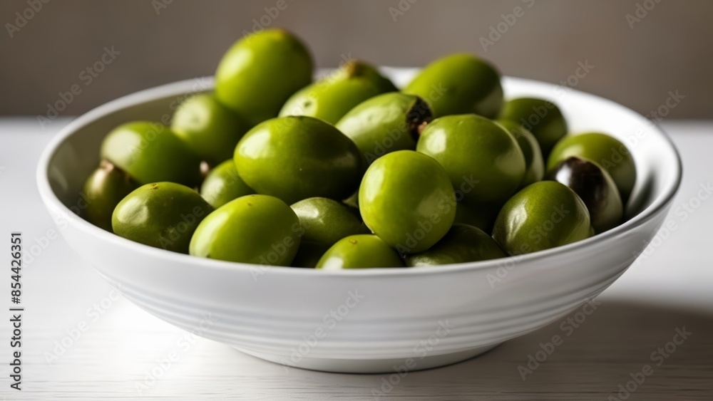 Fresh vibrant green olives in a bowl Fresh vibrant green olives in a bowl