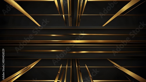 Abstract black and gold lines luxury backgroundBy d1sk Generative AI photo