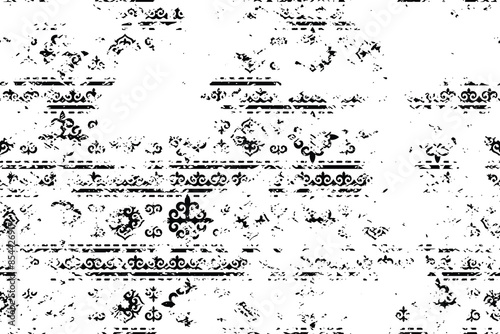 Ethnic grunge background, Kazakh national ornament, seamless pattern, vector design	