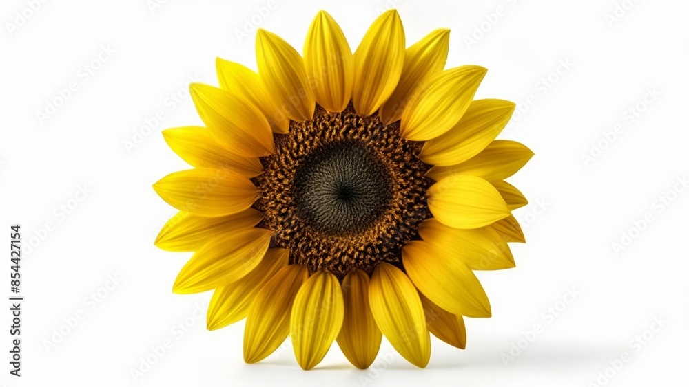 Bright and cheerful sunflower against white background Bright and cheerful sunflower against white background