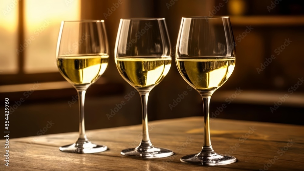 Three glasses of wine ready for a toast Three glasses of wine ready for a toast