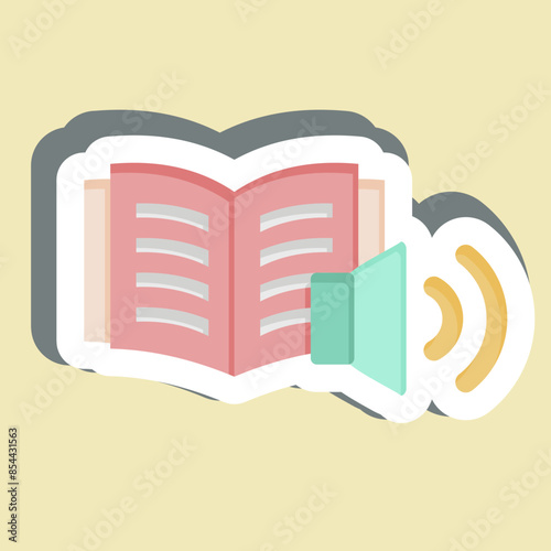Sticker Audio Book. related to Book symbol. simple design illustration