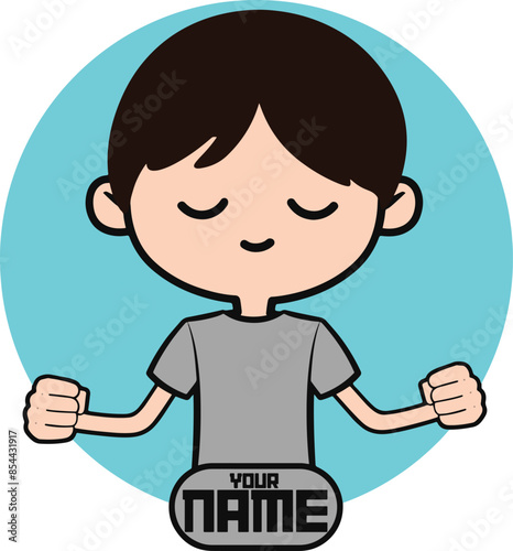 Cartoon character with fists clenched, displaying "Your Name"