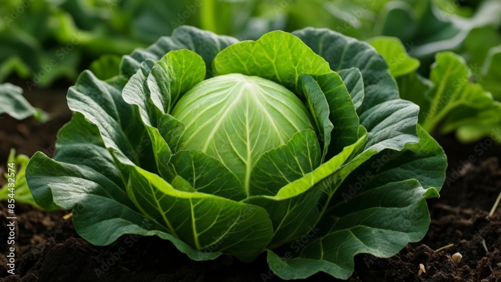 Obraz premium Freshly grown organic cabbage ready for harvest