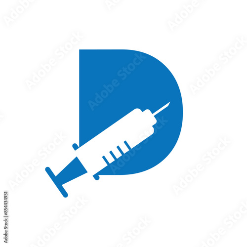 syringe d letter  design logo template illustration