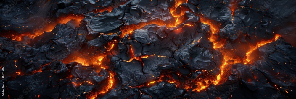 Image of lava showing its texture with high detail. Bright red and orange tones create a sense of heat and the power of natural forces Image of lava showing its texture with high detail. Bright red and orange tones create a sense of heat and the power of natural forces
