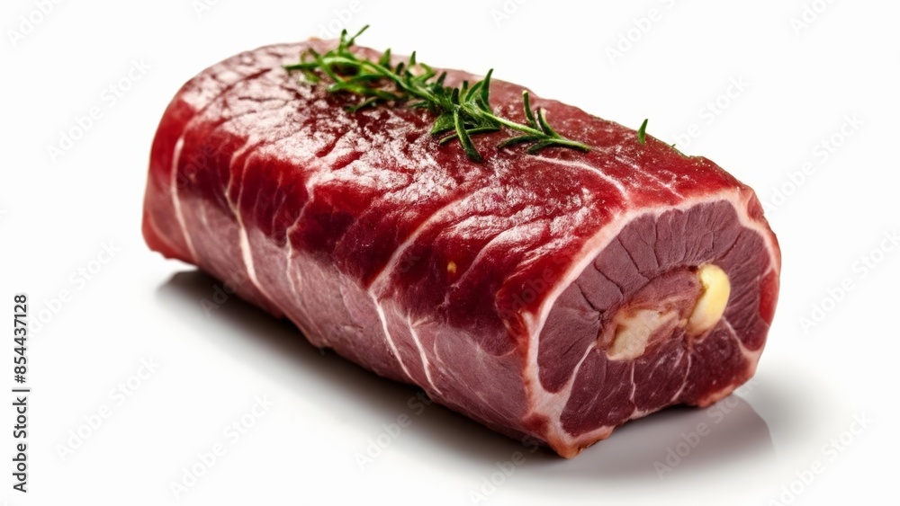 Deliciously marbled roast beef with fresh herbs Deliciously marbled roast beef with fresh herbs