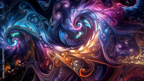 Vibrant fantasy surreal Foil fractals pattern abstract backgroun © pasakorn