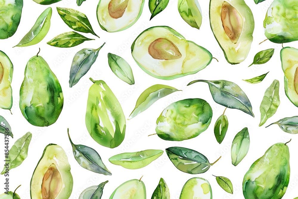 Avocado Watercolor Digital Paper Pattern Avocado Watercolor Digital Paper Pattern