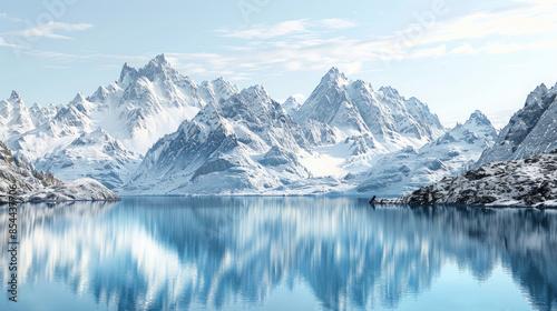 Beautiful mountain range with a lake in the foreground