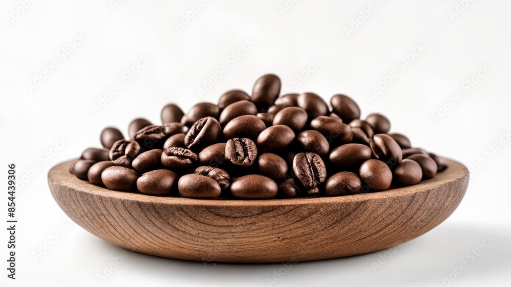 Fototapeta premium Freshly roasted coffee beans in a wooden bowl