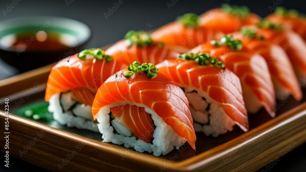 Deliciously fresh sushi ready to be savored Deliciously fresh sushi ready to be savored