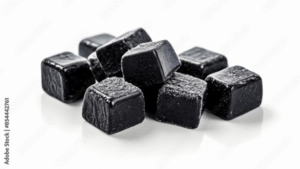 A collection of dark glossy cubeshaped objects A collection of dark glossy cubeshaped objects