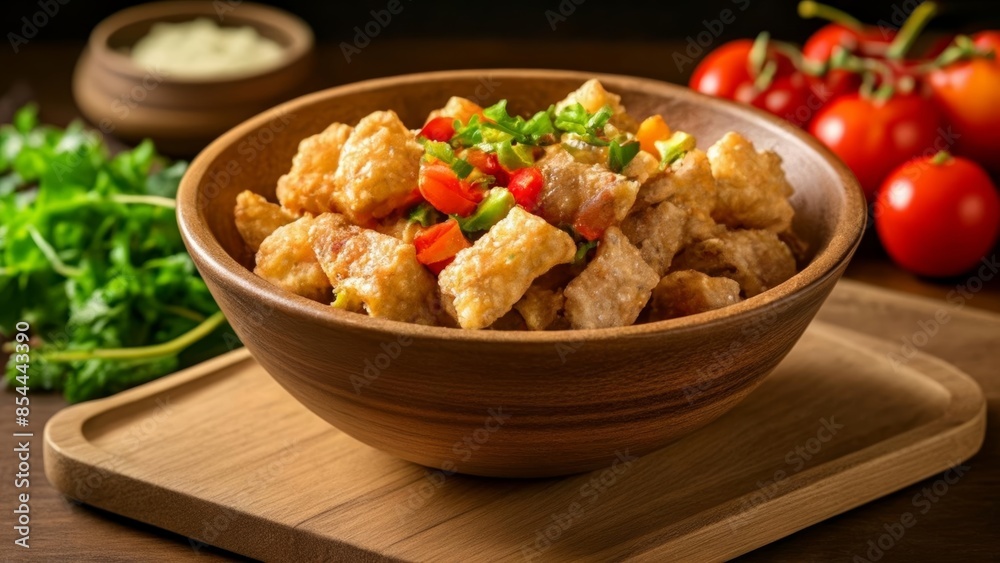 Delicious appetizer platter with crispy crackers and fresh vegetables Delicious appetizer platter with crispy crackers and fresh vegetables