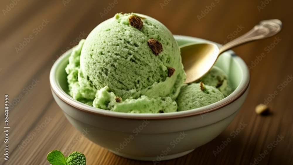Scooping into a refreshing minty treat Scooping into a refreshing minty treat