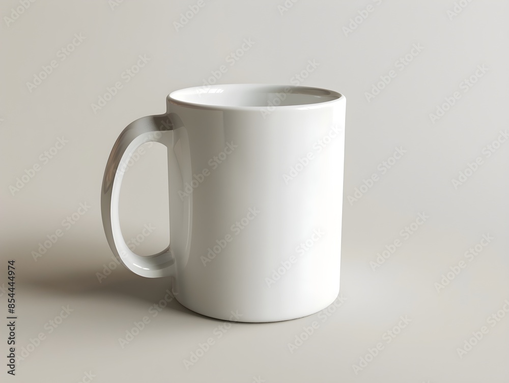 White mug isolated on plain minimal white background background, mock up 