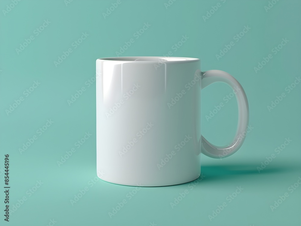 White mug isolated on mint green background, mock up White mug isolated on mint green background, mock up