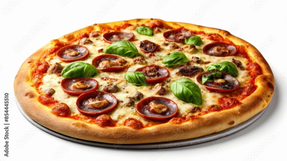 Deliciously baked pizza ready to be savored Deliciously baked pizza ready to be savored