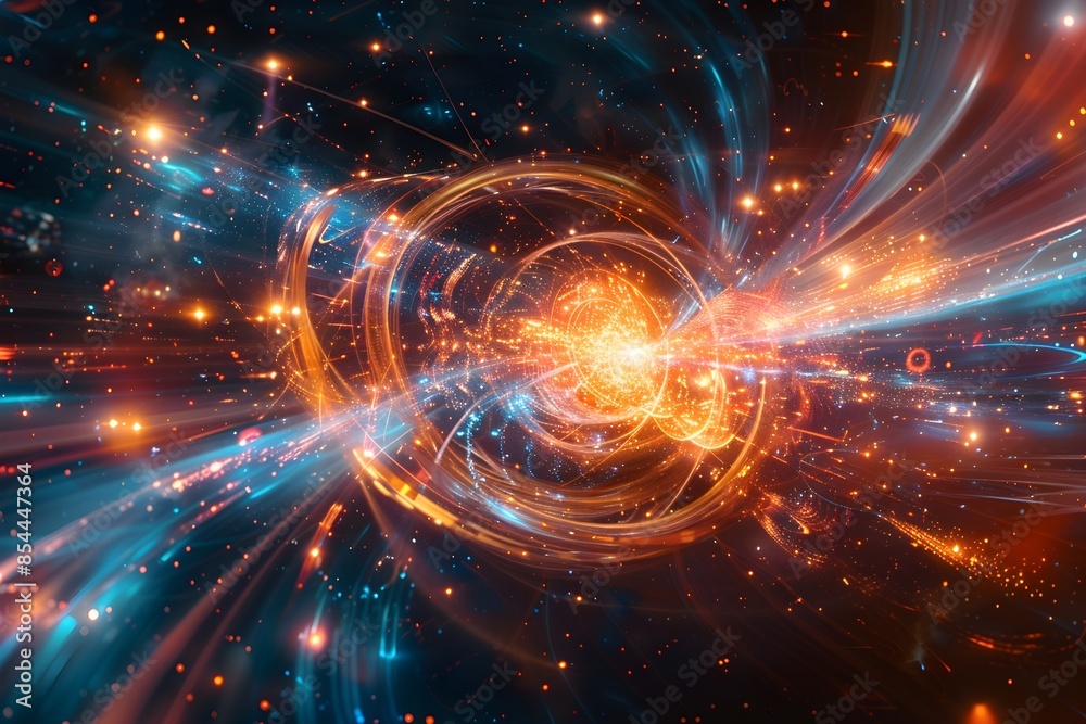 A graphic illustration of a quantum entanglement experiment, with two particles connected by a shimmering line, symbolizing the strange and powerful nature of quantum phenomena A graphic illustration of a quantum entanglement experiment, with two particles connected by a shimmering line, symbolizing the strange and powerful nature of quantum phenomena