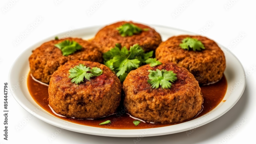 Delicious meatballs in a rich sauce garnished with fresh parsley Delicious meatballs in a rich sauce garnished with fresh parsley