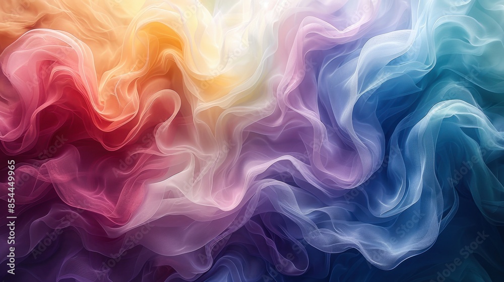 Obraz premium A vibrant swirl of colors blending softly into each other, creating an ethereal and dreamy abstract watercolor pattern. Soft gradients of blues, greens, and purples evoke a sense of tranquility and