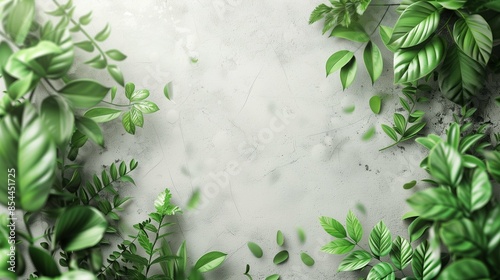 Vibrant Green Leaves Set Against a White Background, Highlighting Natural Texture and Fresh Botanical Details in a Minimalistic Composition