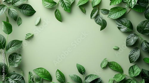 Vibrant Green Leaves Set Against a White Background, Highlighting Natural Texture and Fresh Botanical Details in a Minimalistic Composition