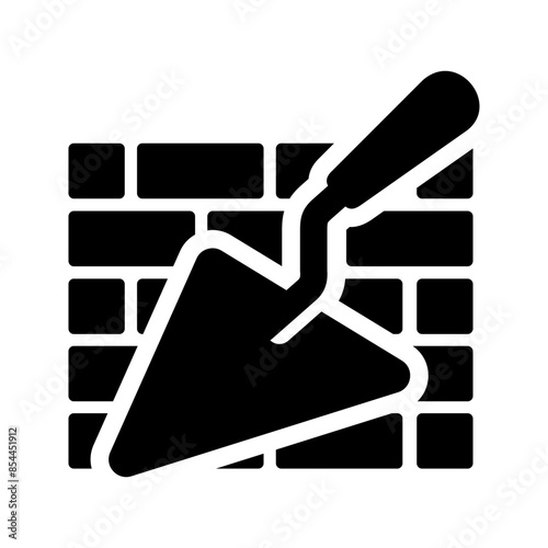 Bricks layer with trowel denoting concept of wall construction. EPS 10