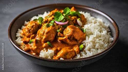 Fototapeta Naklejka Na Ścianę i Meble -   Delicious Indian dish with curry and rice