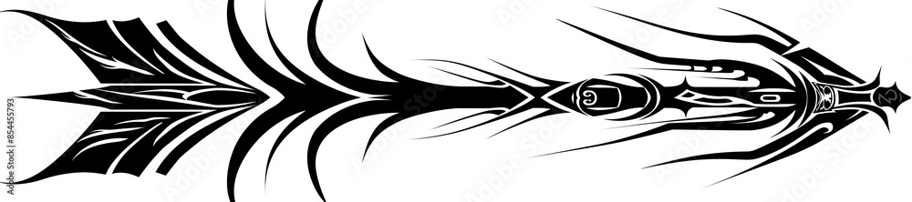 Tribal Swirled Black Arrow in Clip Art Style on White Background Tribal Swirled Black Arrow in Clip Art Style on White Background