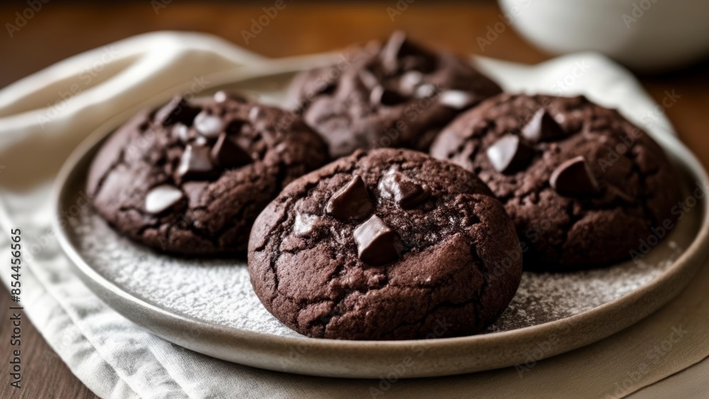 Deliciously decadent chocolate cookies ready to be savored Deliciously decadent chocolate cookies ready to be savored