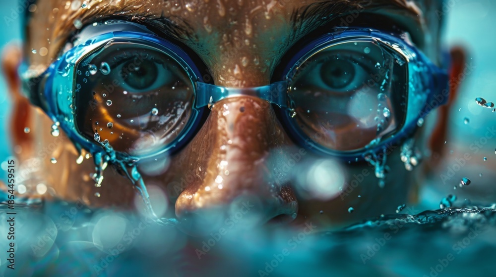 portrait of a Caucasian swimmer in the water swimming towards victory with a concentrated face. champion swimmer's swim portrait of a Caucasian swimmer in the water swimming towards victory with a concentrated face. champion swimmer's swim