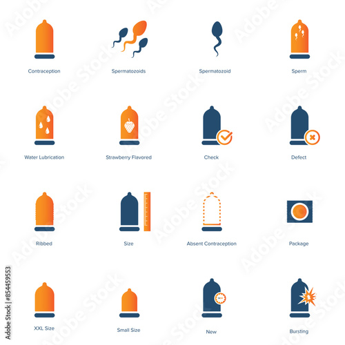 Condom icon set. Safe sex icon vector illustration	