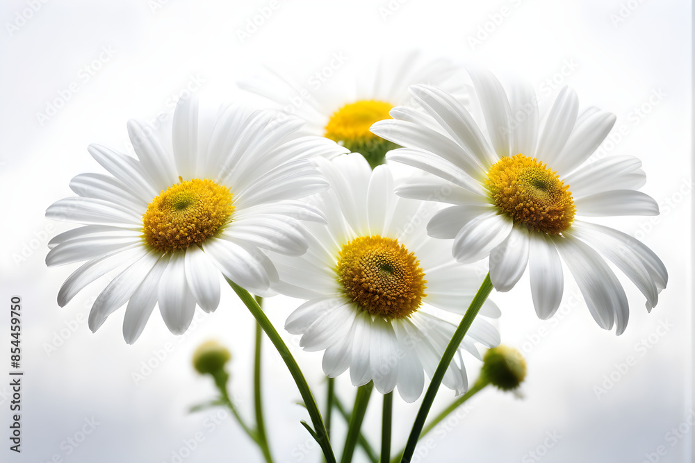 Fototapeta premium Two Chamomiles, Ox-Eye Daisy isolated on white background.
