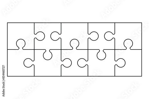 Puzzle Grid Outline. Puzzle Template for Kids Worksheet.
