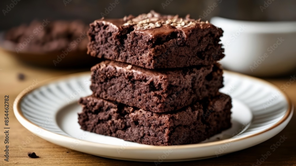 Deliciously indulgent chocolate brownies ready to be savored Deliciously indulgent chocolate brownies ready to be savored