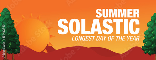 Summer Solstice. Longest day of the year. summer solstice template banner design, poster, typography, social media post. design background, card, Vector illustration.