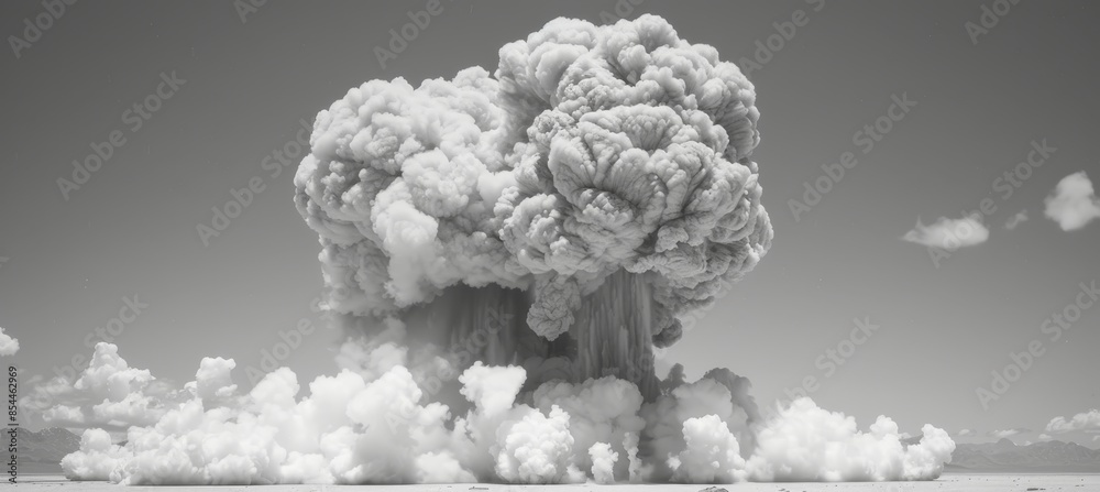 Dramatic mushroom cloud formation observed after a catastrophic nuclear explosion