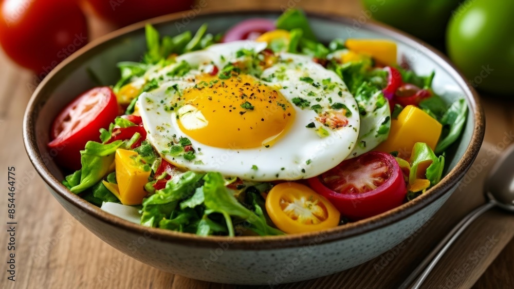 Fresh Salad with Poached Egg a healthy and delicious meal Fresh Salad with Poached Egg a healthy and delicious meal
