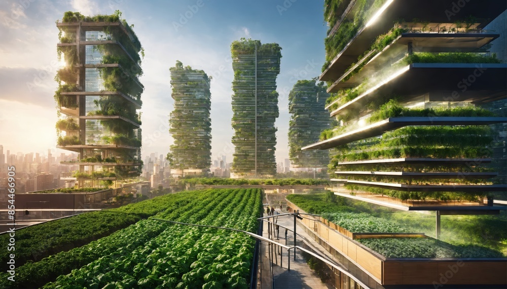 Obraz premium High-Tech Urban Farm Harmonized with Futuristic City #014