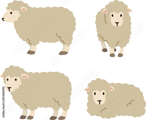 シンプルでかわいい羊のイラストセット