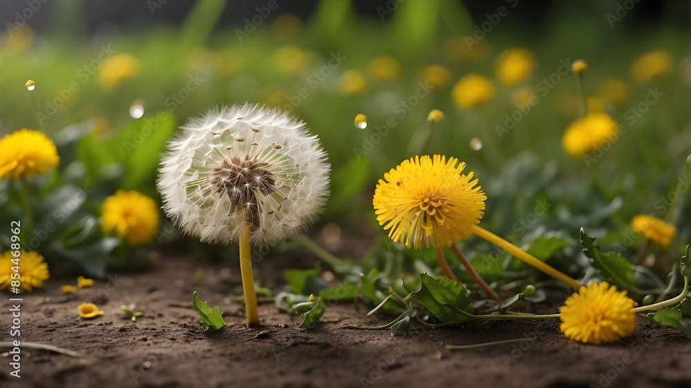 Dandelion also called yellow gowan has seeds which are scattered by wind when the flower Dandelion also called yellow gowan has seeds which are scattered by wind when the flower