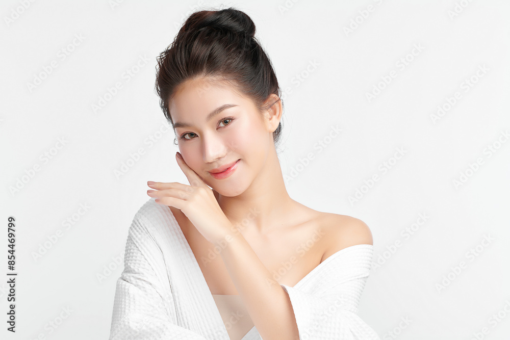 Beautiful young asian woman with clean fresh skin on white background, Face care, Facial treatment, Cosmetology, beauty and spa, Asian women portrait. Beautiful young asian woman with clean fresh skin on white background, Face care, Facial treatment, Cosmetology, beauty and spa, Asian women portrait.