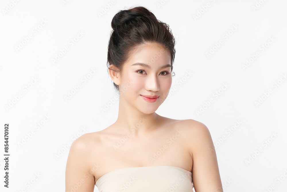 Beautiful young asian woman with clean fresh skin on white background, Face care, Facial treatment, Cosmetology, beauty and spa, Asian women portrait. Beautiful young asian woman with clean fresh skin on white background, Face care, Facial treatment, Cosmetology, beauty and spa, Asian women portrait.