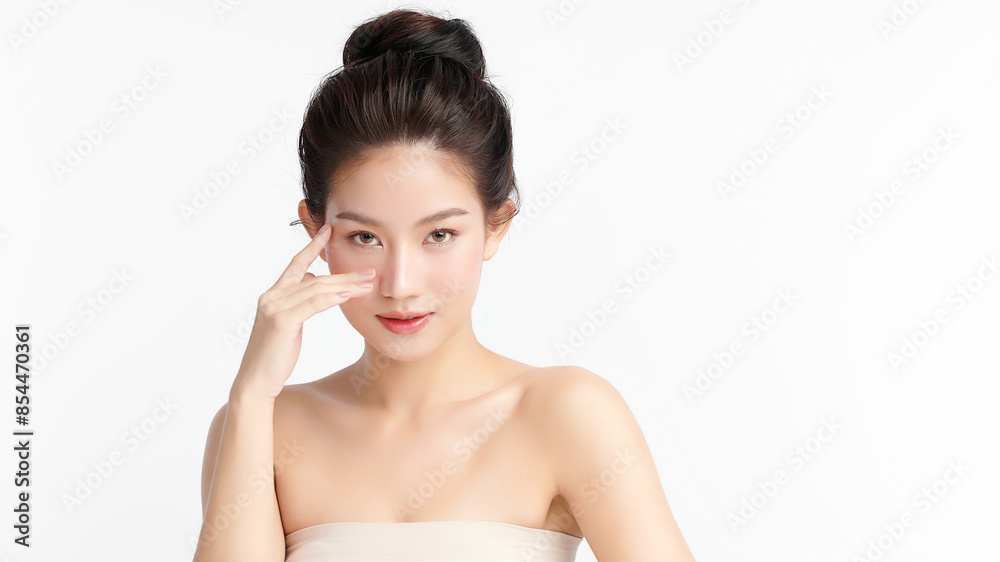 Beautiful young asian woman with clean fresh skin on white background, Face care, Facial treatment, Cosmetology, beauty and spa, Asian women portrait. Beautiful young asian woman with clean fresh skin on white background, Face care, Facial treatment, Cosmetology, beauty and spa, Asian women portrait.