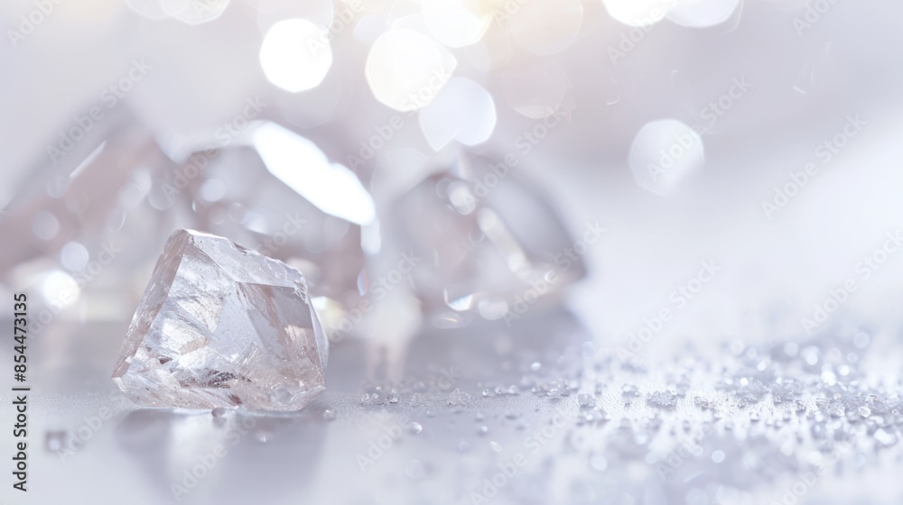 Crystals on a White Surface with Bokeh Lights