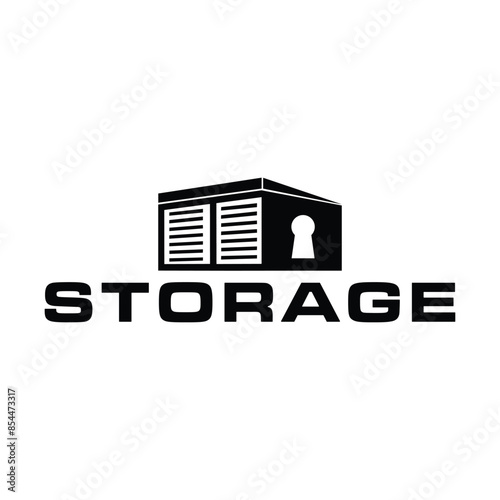 Self storage logo design. Safe storage garage vector illustration template