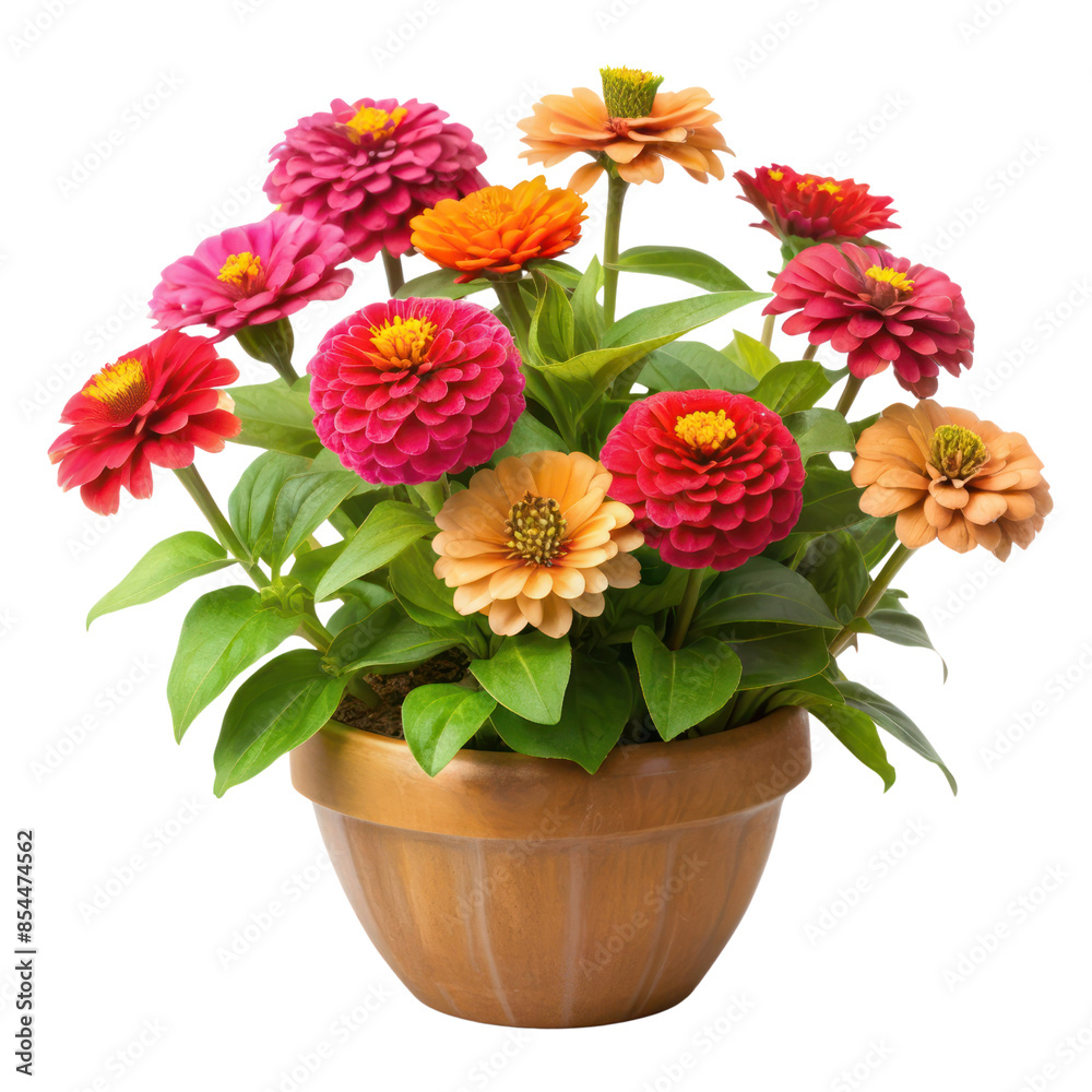 Obraz premium beautiful zinnias plant isolated on transparent background