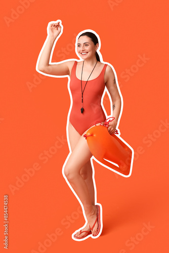 Female lifeguard with rescu...