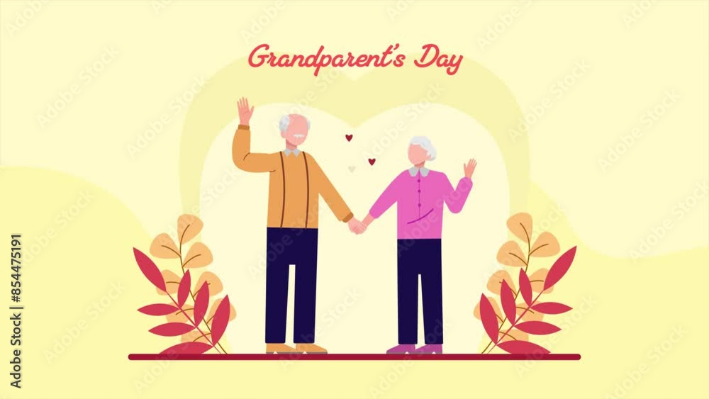 Animated video Happy Grand Parents Day concept. Full length animation illustration. High quality 4k footage. Animated video Happy Grand Parents Day concept. Full length animation illustration. High quality 4k footage.